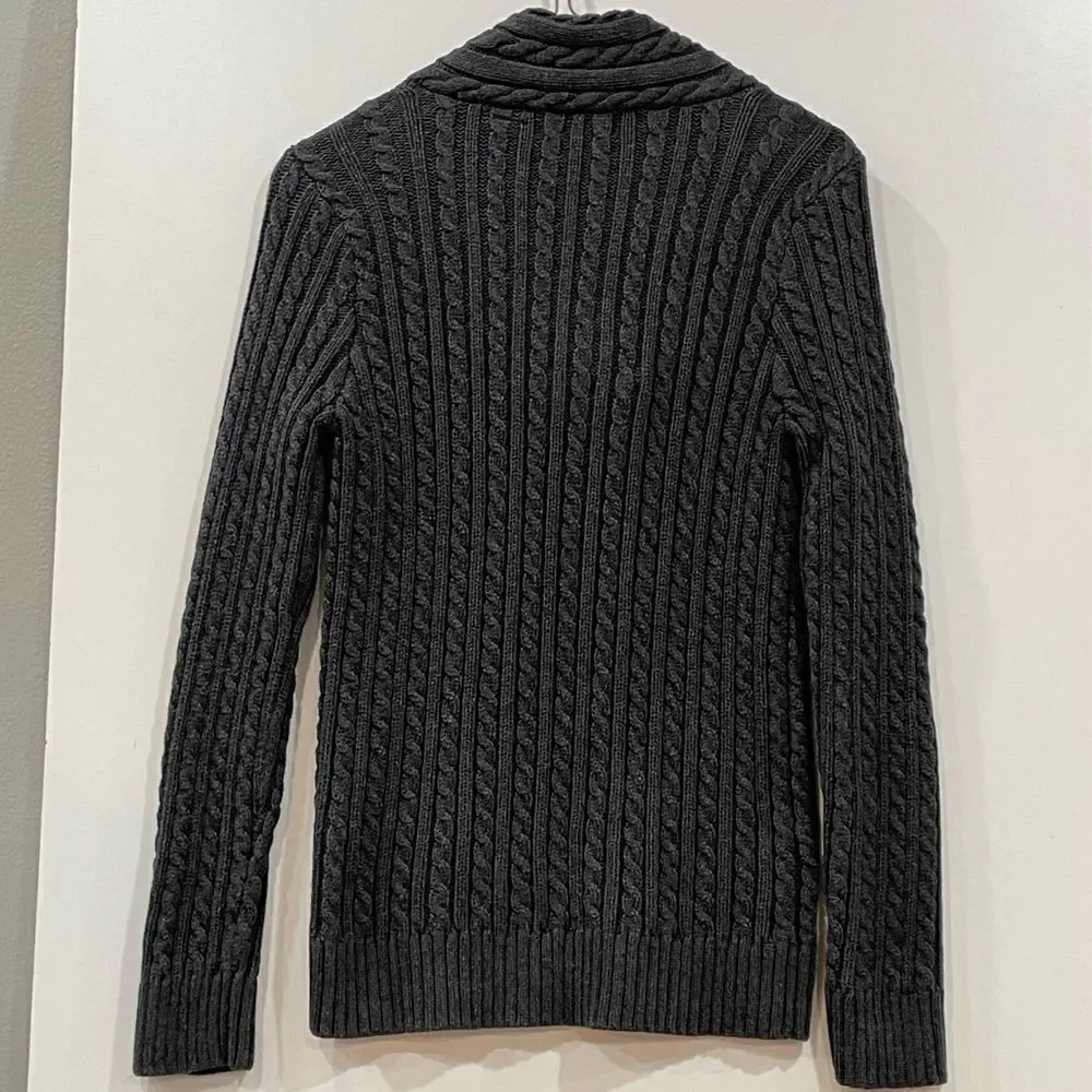 Gray Cable Knit Pullover Sweater, Jeanne Pierre, Size S
